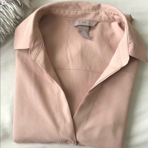 Women’s Pink V-Neck Button Blouse H&M